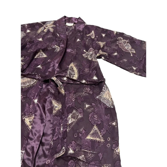 VTG Lingerie Robe Camisole Set Purple Tahitian Goddess USA California Dynasty - Picture 6 of 15